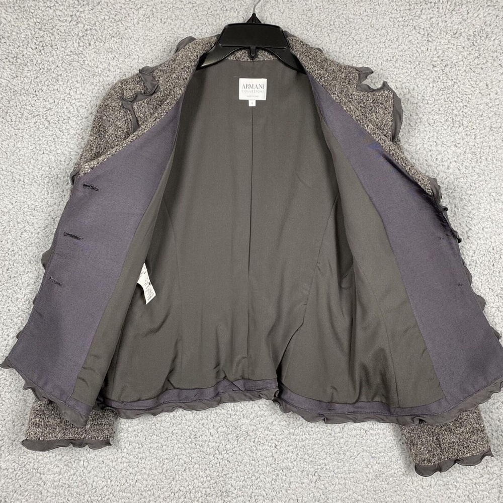 Armani Collezioni Women's Gray Ruffle Jacket - Picture 2 of 8